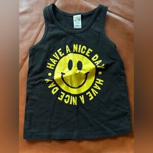Kavio Black Tank Top with Yellow Smiley Face